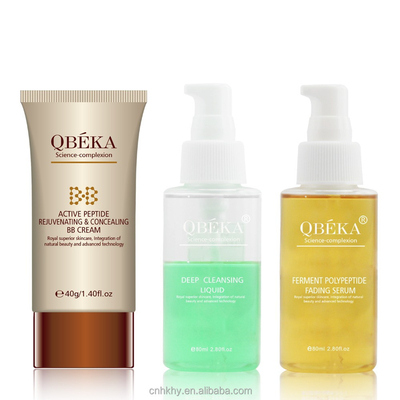 QBEKA Fermento Polipeptídeo Fading Serum Branqueamento Kit Facial de Ouro para efeito de levantamento