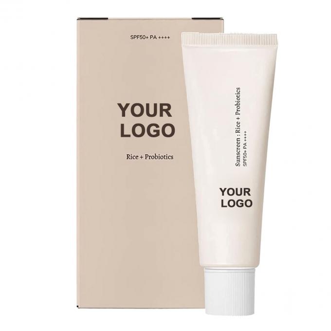 Gênero Feminino Loção Probiótica Protetora Solar SPF 50 Protetor Solar para Rosto Corpo Etiqueta personalizada 1
