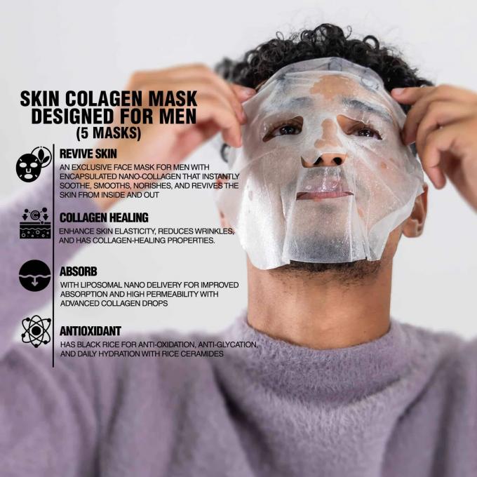 Mascara facial personalizada de folha de logotipo para homens Nutrindo Oryza Sativa Rice Lees Extract 5 Piece Set 2