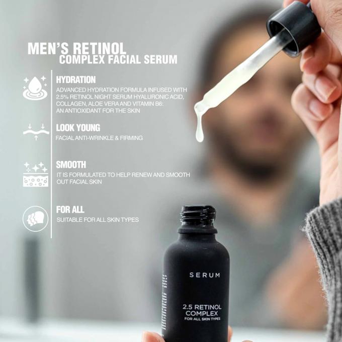 Marca privada personalizada Ácido hialurónico masculino Retinol complexo soro anti-rugas 1