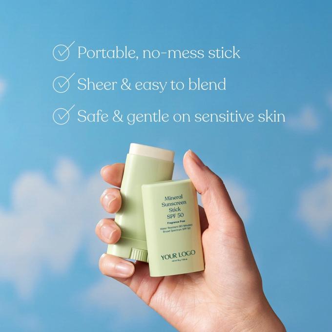 Marca privada Proteção solar mineral SPF 50 Resistente à água Proteção UVA/UVB de amplo espectro 1