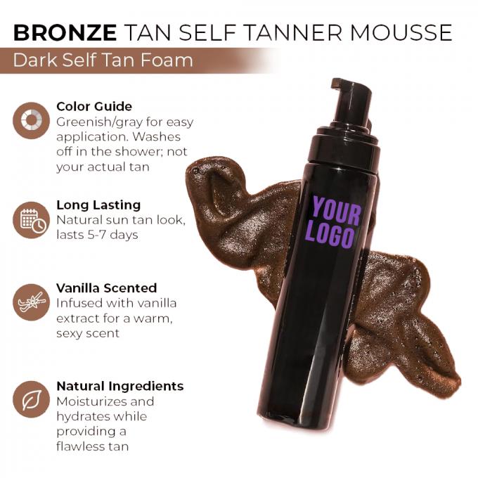 Kit de auto-tanner de correção de cor com aplicador Mitt auto-tanner Mousse de bronzeamento escuro 1