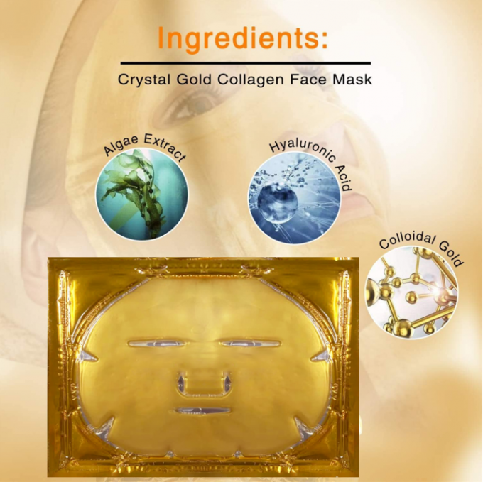 Máscara facial orgânica de ouro 24K para casa gel calmante personalizável de colágeno Crystal Beauty 5