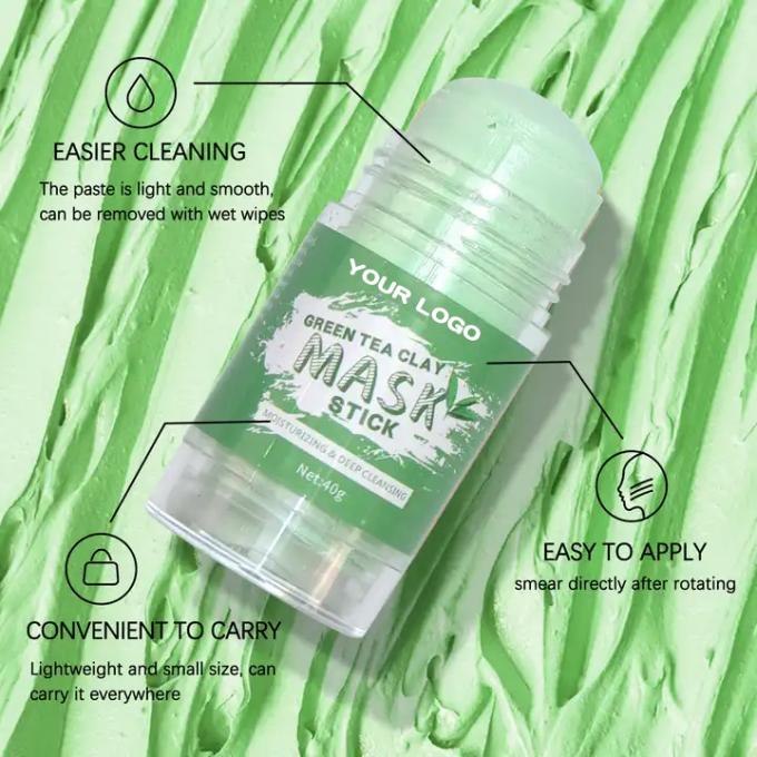 Máscara de bastão de argila de purificação de chá verde para controle de óleo personalizado e limpeza de poros 4