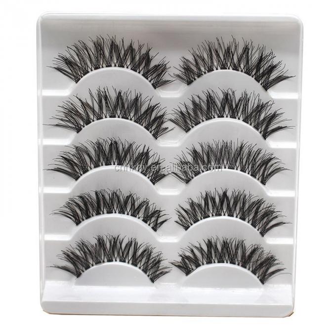 5 pares de pálpebras de aparência natural Cravos falsos Desordem Longo Preto Extensões impermeáveis A20 2