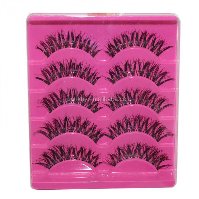 5 pares de pálpebras de aparência natural Cravos falsos Desordem Longo Preto Extensões impermeáveis A20 1
