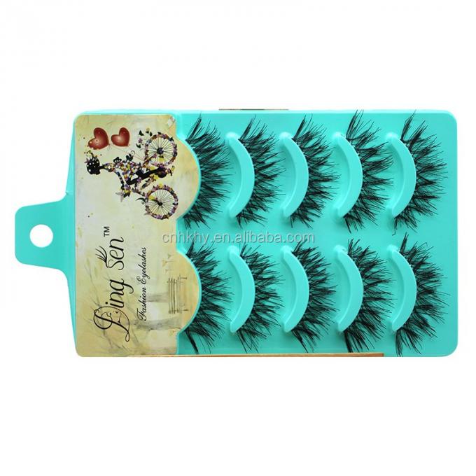 5 pares de pálpebras de aparência natural Cravos falsos Desordem Longo Preto Extensões impermeáveis A20 3