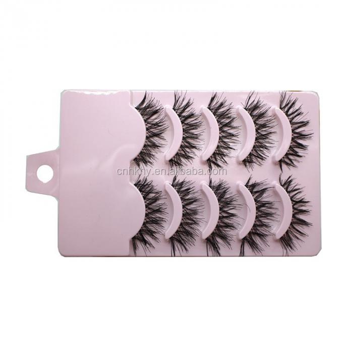 5 pares de pálpebras de aparência natural Cravos falsos Desordem Longo Preto Extensões impermeáveis A20 5