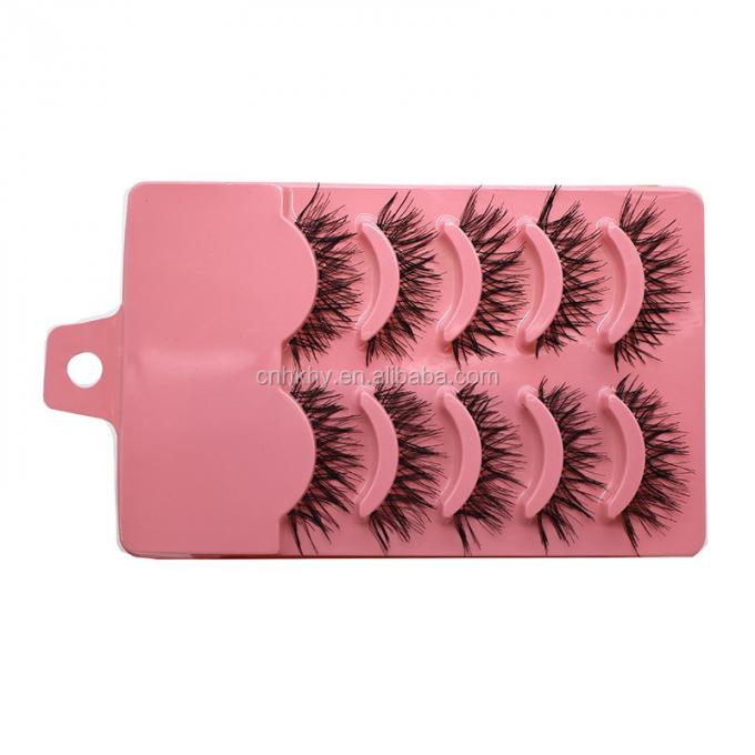 5 pares de pálpebras de aparência natural Cravos falsos Desordem Longo Preto Extensões impermeáveis A20 4